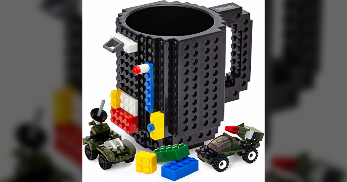 Build on Brick Mug for Kids Adults Boys, Cusod Novelty Coffee Mugs Compatible with Lego, Fun Coffee Mugs for Birthday Festival Gift Ideas, 16oz